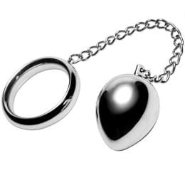 METAL HARD - COCK RING 40MM + CHAIN WITH METAL BALL